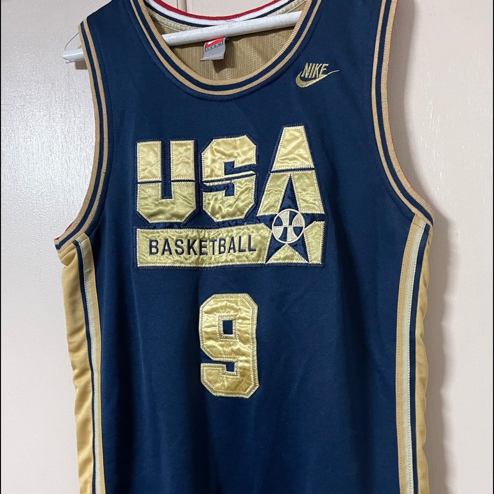 NIKE #9 MICHAEL JORDAN OLYMPIC JERSEY NAVY GOLD SIZE XL BOYS